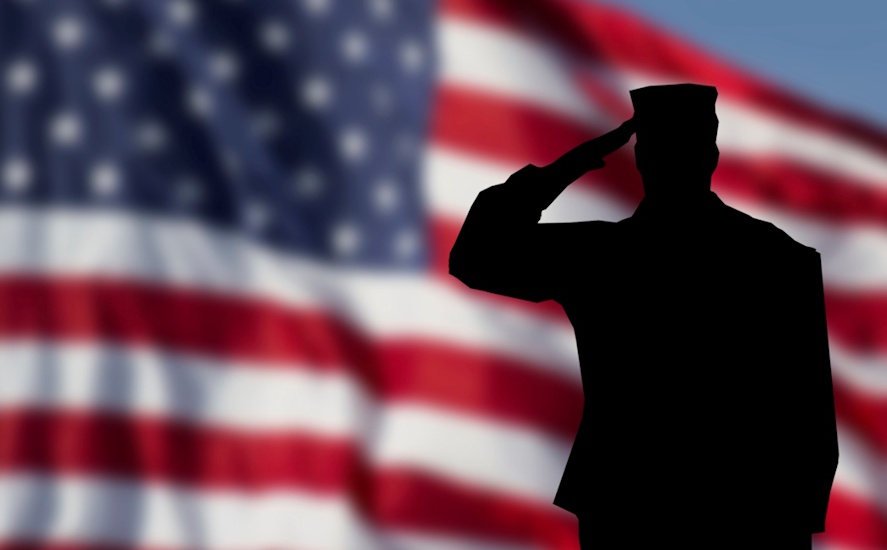 american soldiers saluting american flag