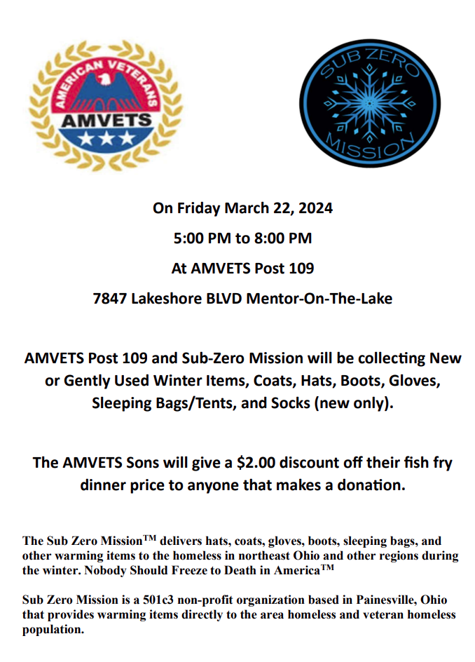 AMVETS Post 109 Event Flyer