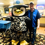 Nick at Bowl for the Mission with mascot